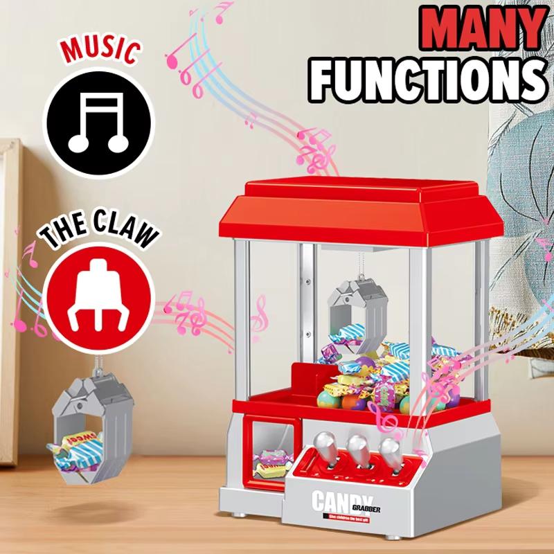Máquina de Garra Eletrônica Doce Jogo de Fliperama Brinquedo Mini Máquina de Garra Música e Luzes Pegador Pega Boneca Brinquedos para Crianças Presente de Aniversário para Menina