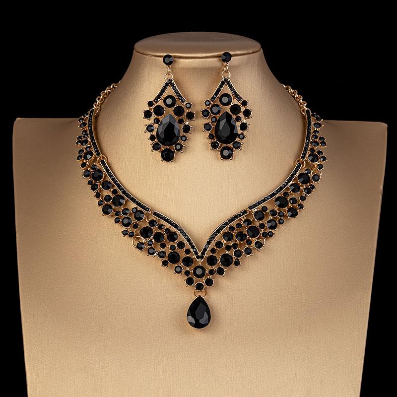 Módna Krištáľová AB Náhrdelník Náušnice Sada Kamienková Svadobná Šperková Sada Pre Nevesty Svadobná Párty Kostým Bijoux Femme