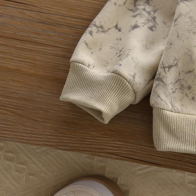 2025 Boys' Tie-Dye Sweatshirt & Crossbody Bag Set - Long Sleeve, Round Neck, Korean Style Two-Piece for Autumn & Spring