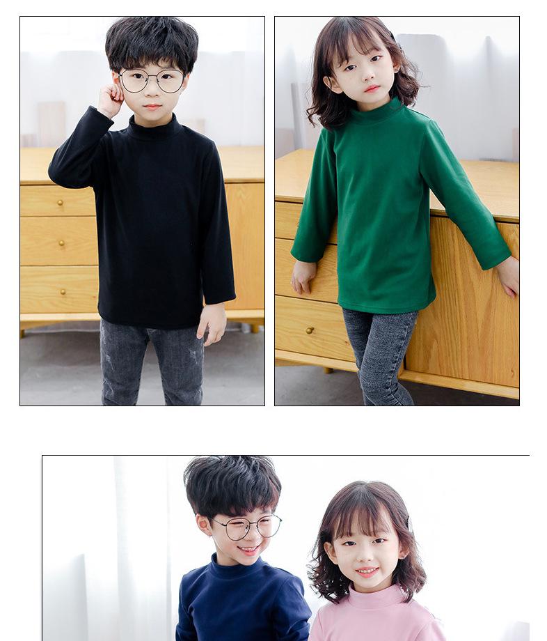 Tricou de bumbac cu gât înalt și mâneci lungi pentru copii 2024 – Strat de bază confortabil și la modă pentru toamnă/iarnă pentru băieți și fete.