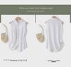 Women's White Sleeveless Chiffon Vest Top with Collar for Layered Wear