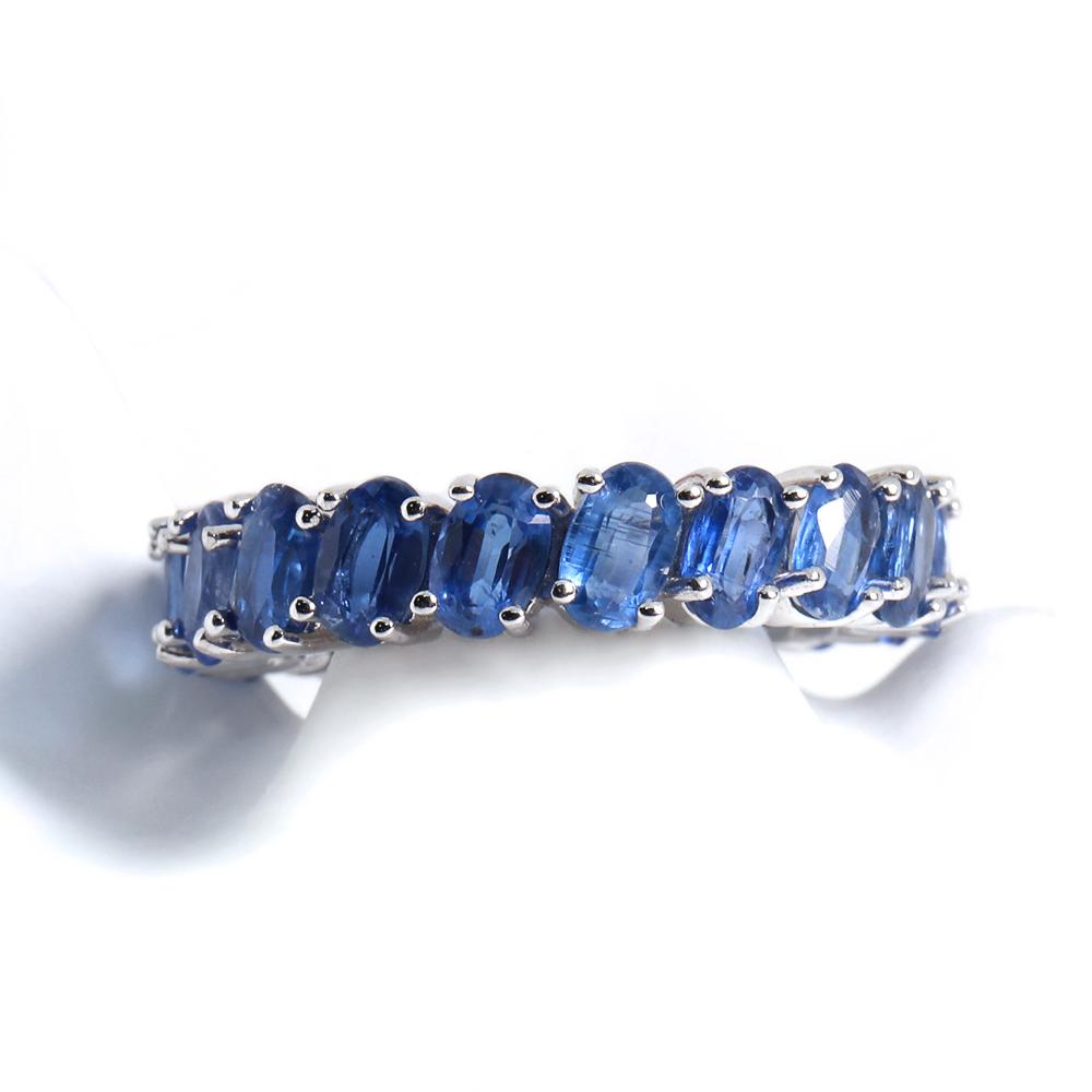 Classic Luxury Design Natural Blue Kyanite Oval Gems Ring 925 Silver Fine Jewelry for Women Anniversary & Banquet & Party Gifts