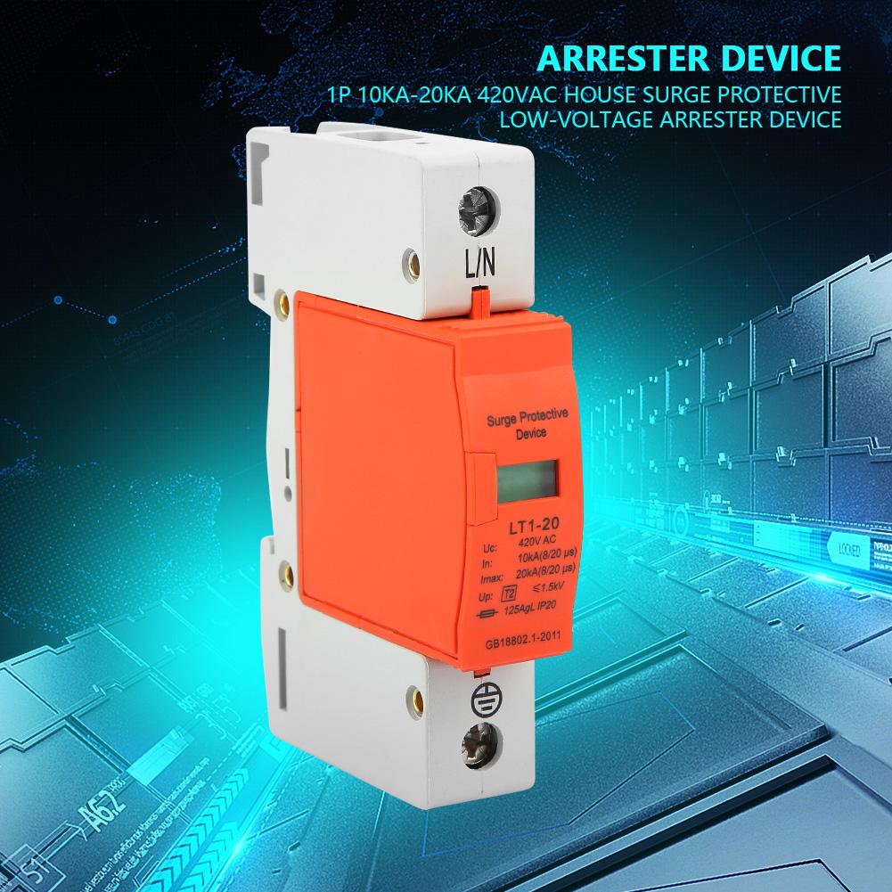 1P 10kA 20kA 420vAC House Surge Protective Low Voltage Arrester Device