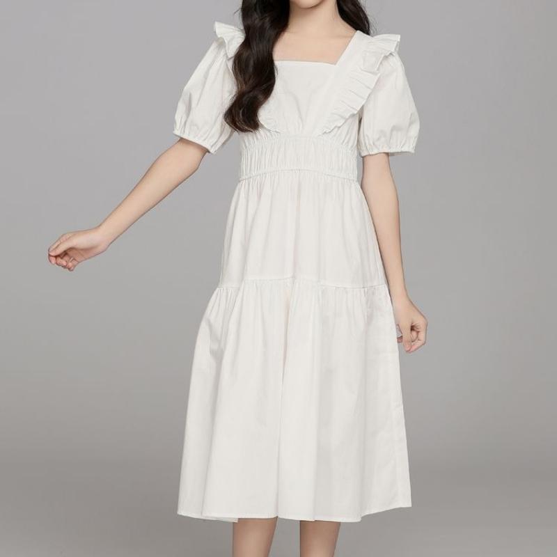 Modisches taillierendes einfarbiges Kleid für Mädchen Sommer Kinder Elegantes minimalistisches Kleid