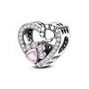 Affascinante Bracciale Collana con Perline a Forma di Cuore in Argento 925 Amore Familiare Impronta di Zampa Animale Adatto alle Donne Regali Fai da Te per le Feste