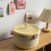 Red White Storage Basket Cotton Tead Woven Handmade Organizer Basket Versatile Function Cartoon Design Cotton Basket Storage Use