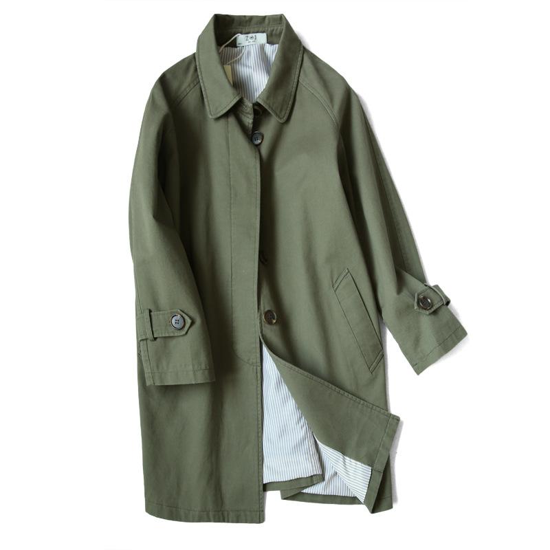 Ветровка Temperament, женское осеннее пальто, женское повседневное модное пальто средней длины L зелёный