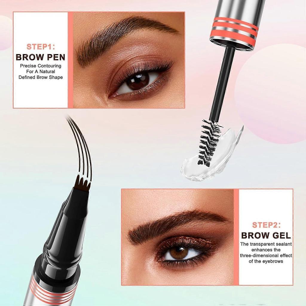 Magic Eyebrow Pencil, 3D Micro Waterproof Eyebrow Pencil, Microblading Eyebrow Pencil with 4 Fork Tips, Creates Natural Eyebrows