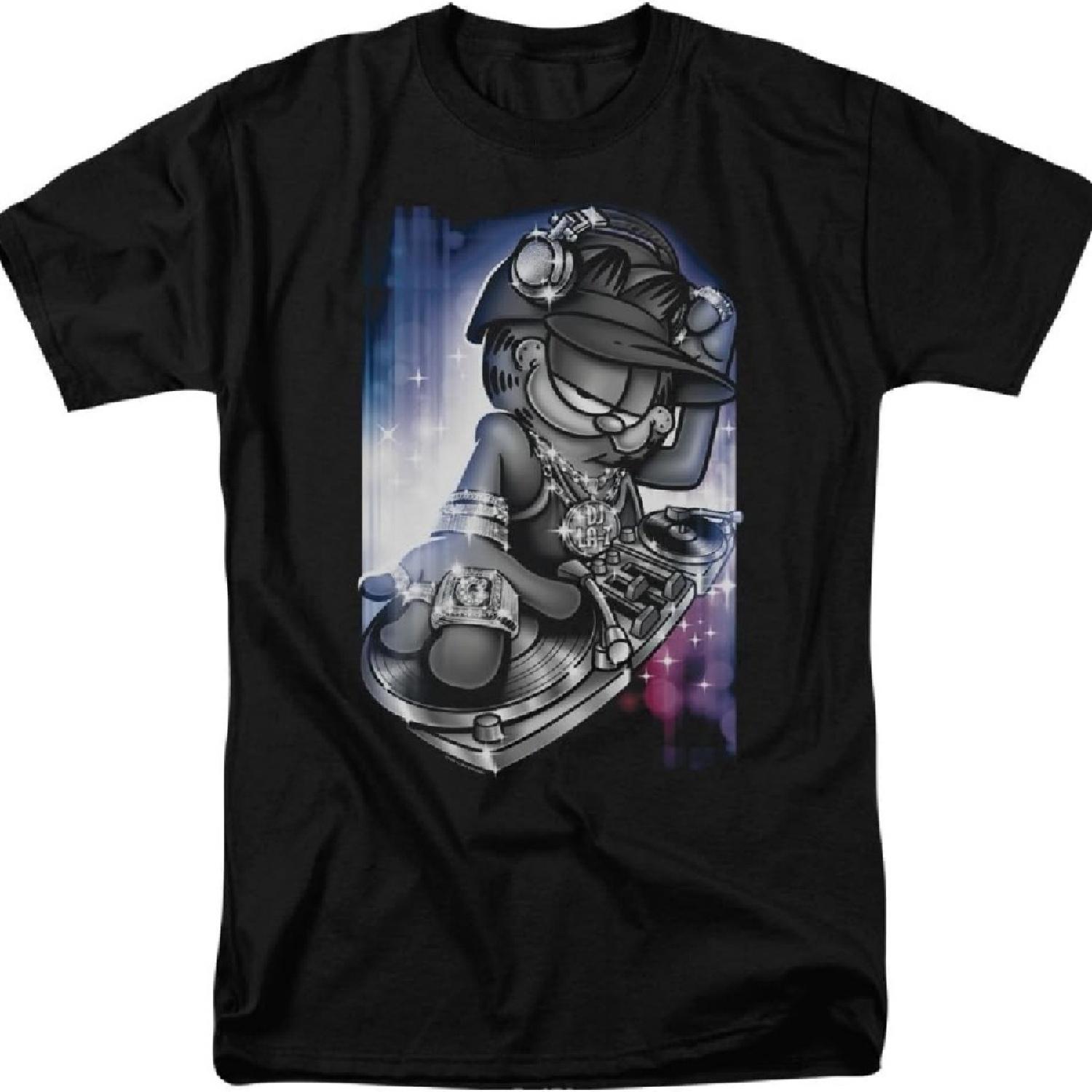 

Garfield DJ Lazy Men s T-Shirt X-Large Black XXXXXL чёрный