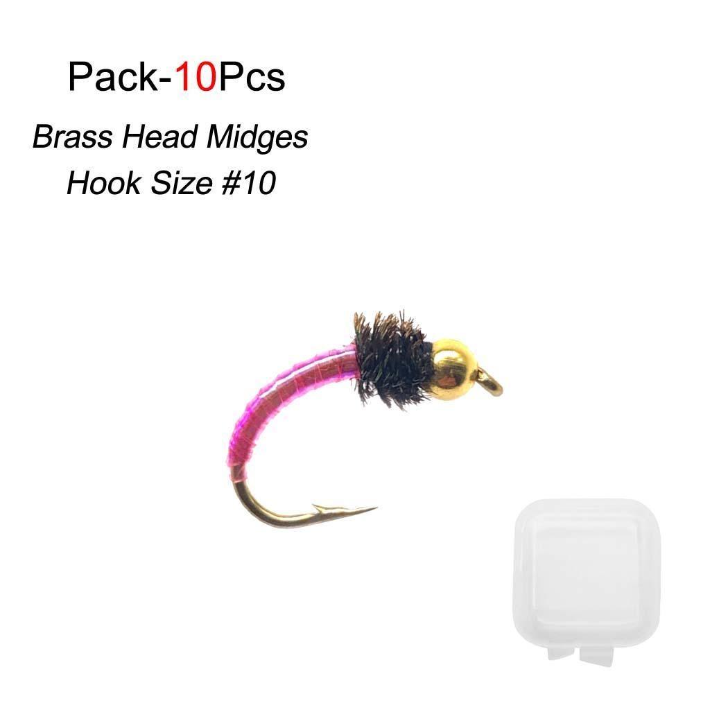 5/10/20/30 шт. латунные головки мошек нахлыстом для рыбалки 10 # форель/бас/окунь/сом — фото 11