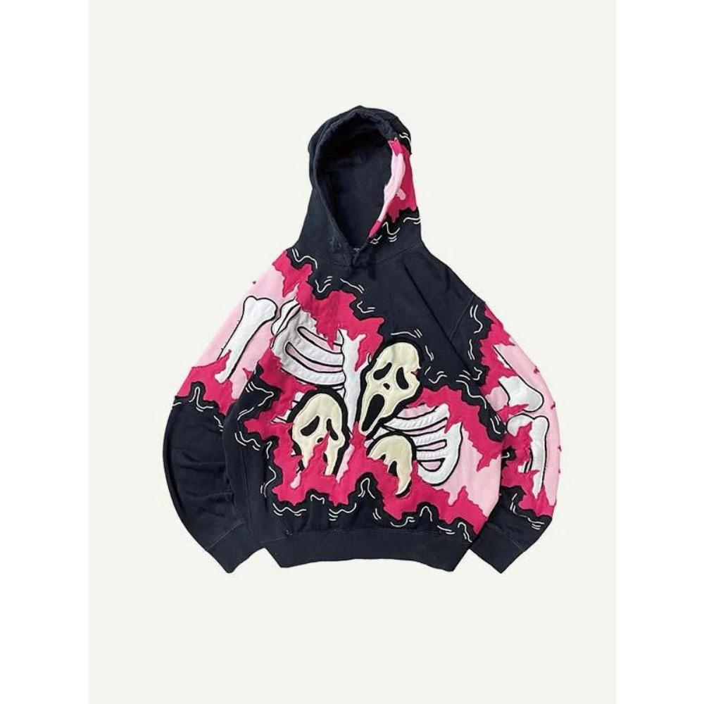 Mode Heren- en Dames Gothic Harajuku Skelet Skelet 3D Geprinte Hoodie voor Kinderen Trendy Hoodie Sweatshirt