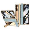 Luxury 5 PC Fold Cover for Samsung for Galaxy Z Fold 5 Full Glass Material Electroplated Film Phone Stand Included Phone Case