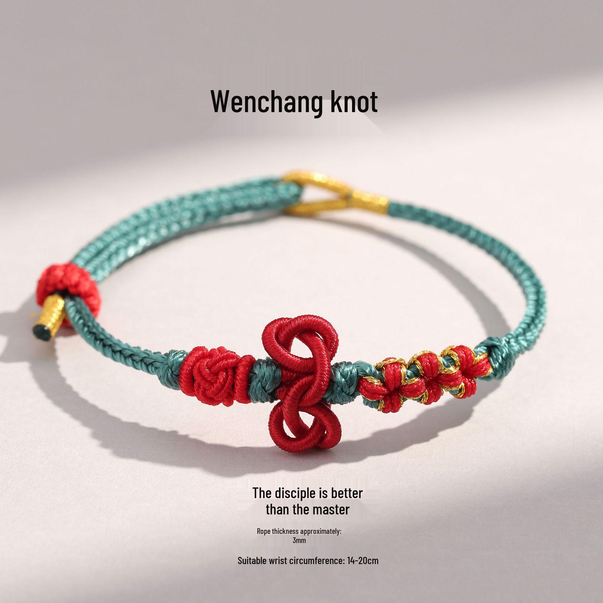 

Wenchang Knot Red Rope Bracelet - Hand-Woven Good Luck Charm for Students and Teachers
