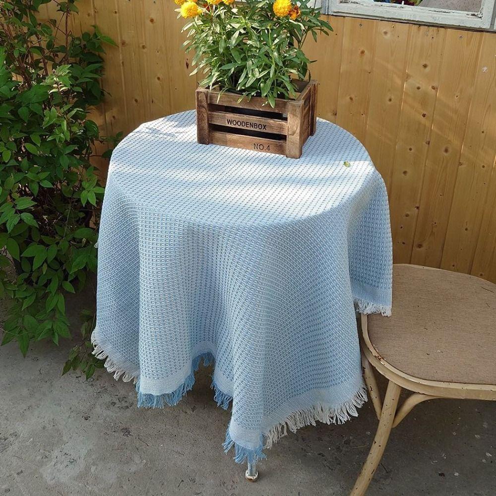 Waffle Texture Round Table Tablecloth White Dinner Tea Table Covers  Photography Background