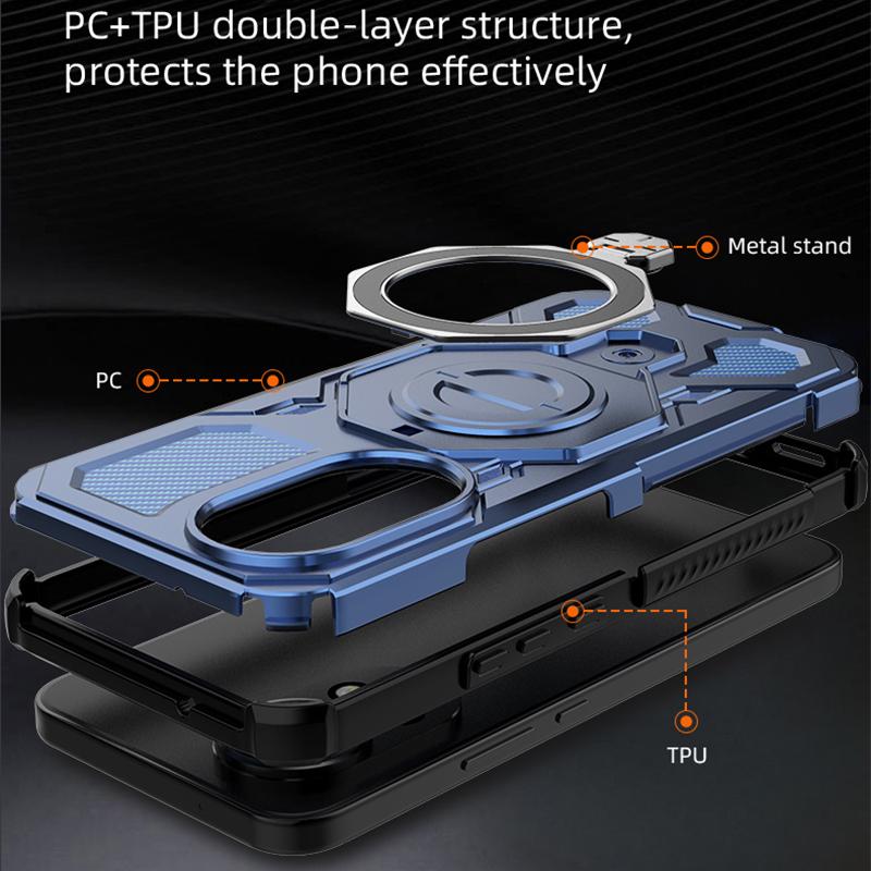 KEYSION Shockproof Magnetic Case for Huawei Nova 13 Silicone+PC Upright Live Metal Ring Stand Phone Back Cover for HUAWEI Nova13