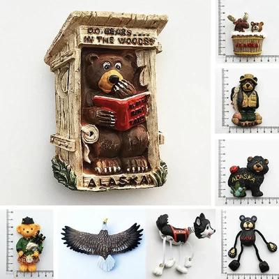 USA Alaska Bär Kawaii Kühlschrankmagnete Tourismus Souvenir Britisches Kanada Bär Kühlschrankmagnetaufkleber Niedlicher Magnet Dekor Geschenk