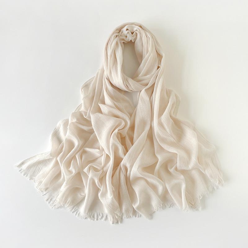 Summer Versatile Cotton and Linen Scarf Shawl Lengthened Solid Color Yarn Shawl Sunscreen Shawl Simple Scarf Silk Scarf Women