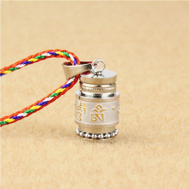 

Jieyuan Shurangama Mantra Sanskrit Titanium Steel Couple s Pendant Silver [small size] with five-color rope