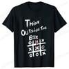 Retro Men's T-Shirt Think Outside The Box Print Short Sleeve T-Shirt Summer Casual Tees Top Loose Oversized T-Shirt for Men