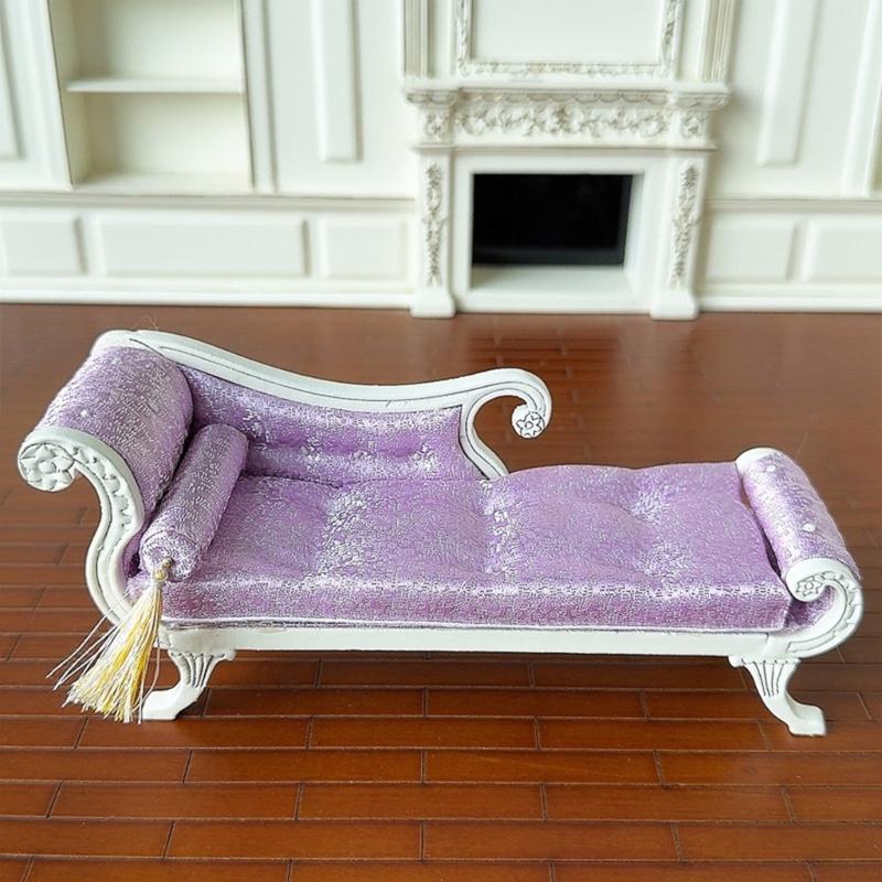 Modern Lounger Chair For DIY Miniature Scene Compatible With 1/12 Doll Furniture Collections