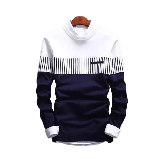 Herren Color Block Streifen Rundhals Langarm Schlank Gestrickter Pullover Pullover Oberteil