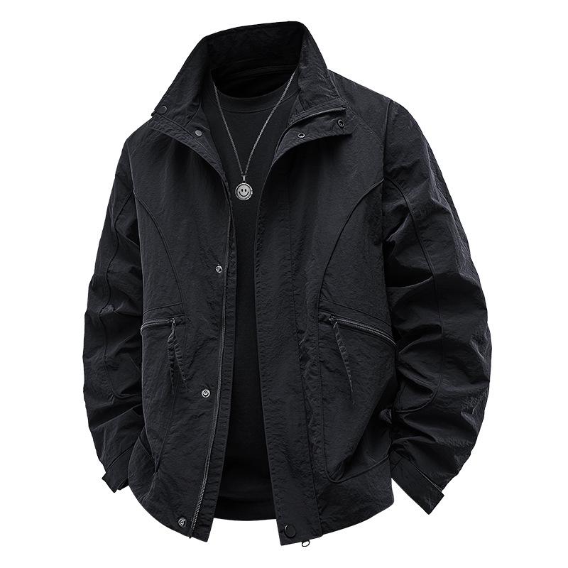 Men's Trendy Long Sleeve Jacket - Spring/Autumn Style, Solid Color, Casual & Versatile Outerwear