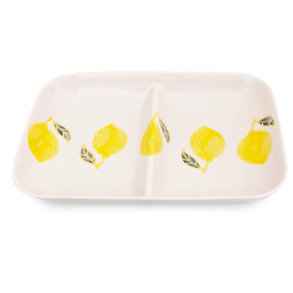 J-Kitchens Kobo Sho~ Divided Lunch Plate, Microwave-Safe, Fresh Art Lemon Design, Hasami Ware, Made in Japan