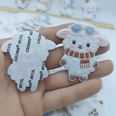 Plush Sheep Embroidery Cloth Stickers Clothes Pudding Stickers Phone Cases Decoration Embroidery Stickers Self-adhesive