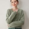 Women's Heavyweight Cashmere V-Neck Sweater - Autumn/Winter Loose Fit Pullover