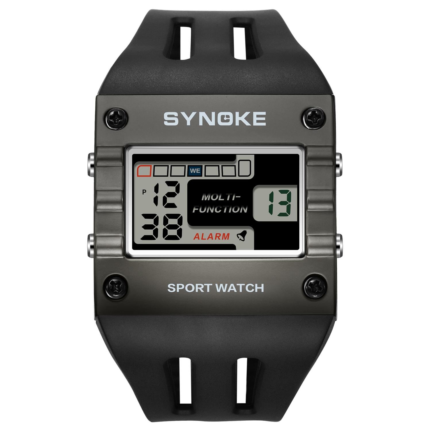 Men s Digital Sport Watch, Waterproof Square Wristwatch with Alarm Stopwatch, EL Luminous, Shockproof, 12/24H, Date Week чёрный