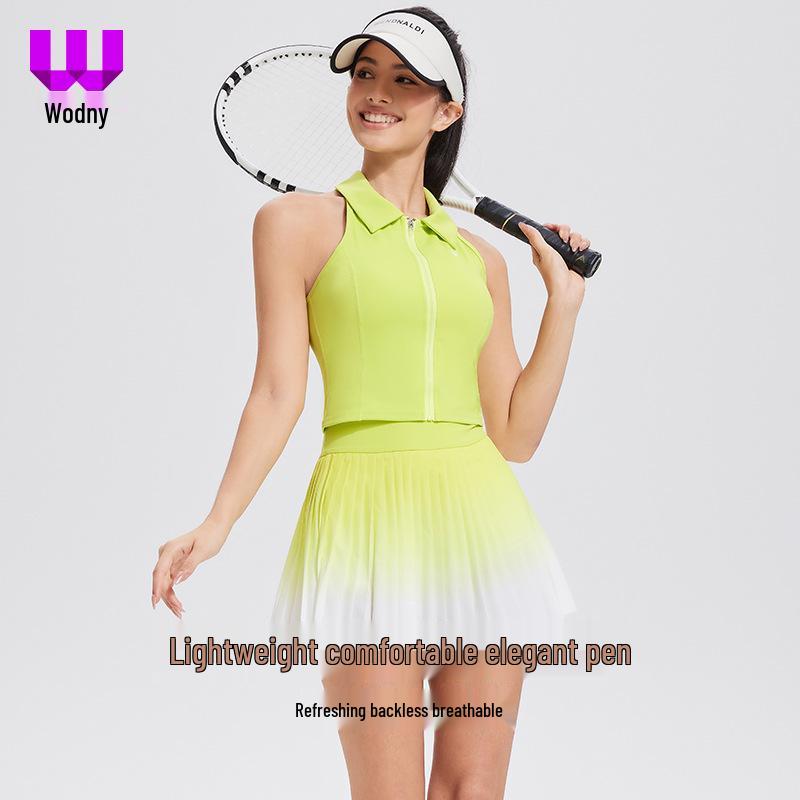 

Women s Quick-Dry Tennis Vest and Anti-Exposure Skort Set L