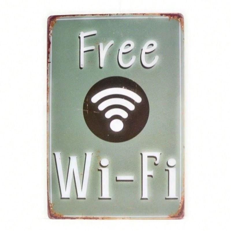Free WiFi Hotel Business Metal Sign Vintage Tin Plaque Wall Decor Cafe Bar Interior Ornament