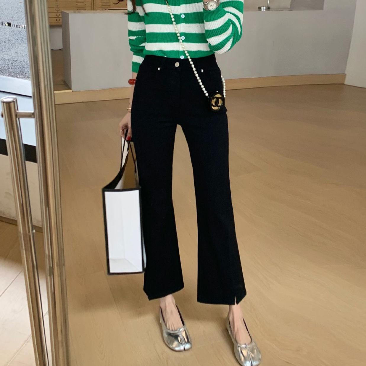 

Летние джинсы микроклеш из эластичного в четырех направлениях материала в европейском стиле (Выцветанию) 29 чёрный