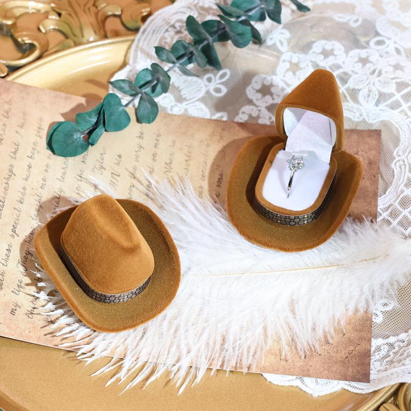 Personalized Cartoon Ring Box Western Cowboy Hat Box