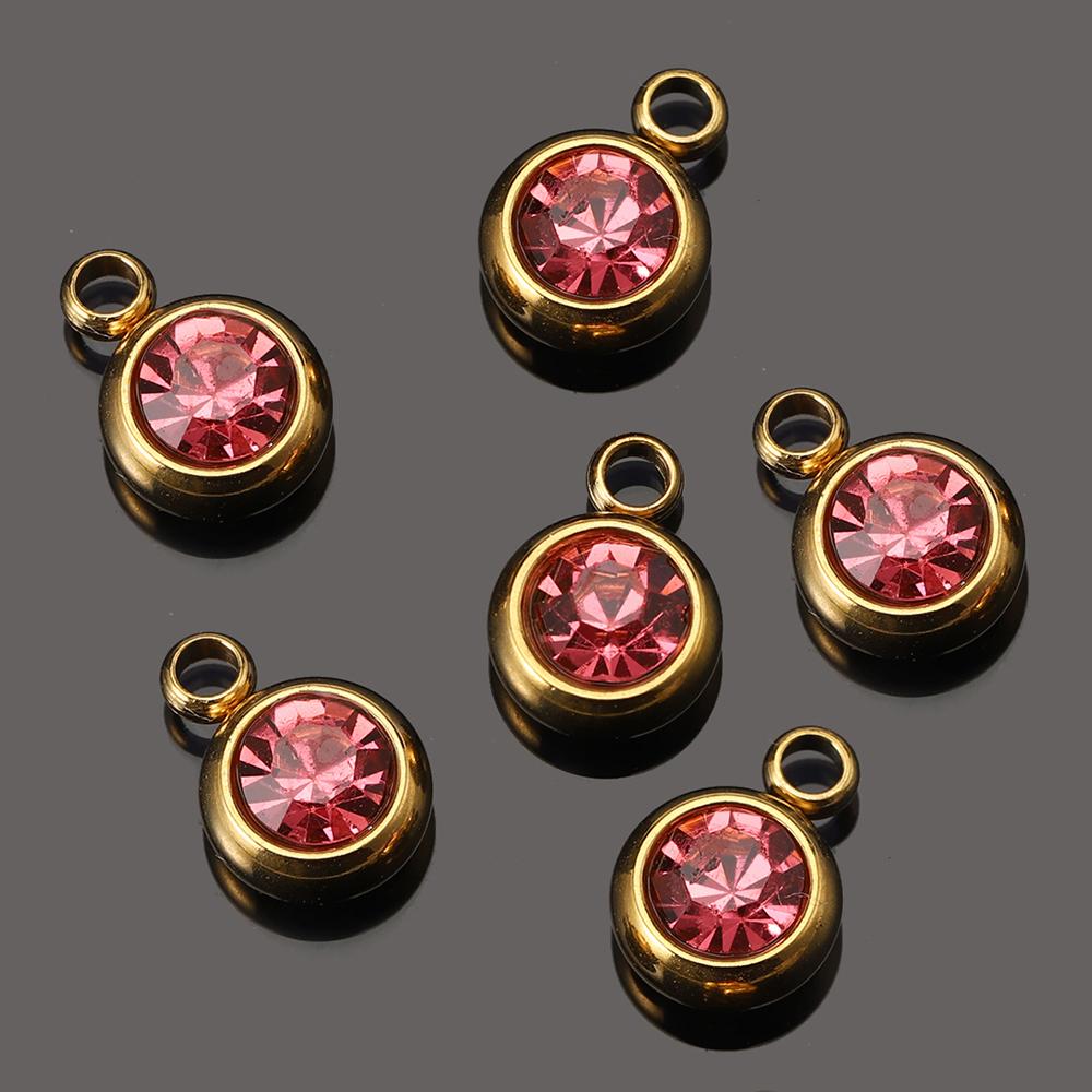 20pcs Stainless Steel Rhinestone Beads Gold Color Crystal Charms Pendants for Jewelry Making DIY Bracelets Necklaces Wholesale
