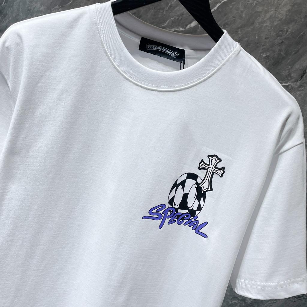 8553 CHROME HEARTS 2025 Summer New High Quality Cotton Round Neck Loose Large Size Men's and Women's T-shirt Couple T-shirt