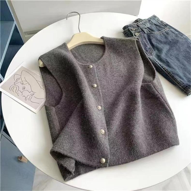 KOSY Autumn Women Cardigan Korean Elegant Knitted Sleeveless Female Casual Sweater Tanks Slim Ladies Casual Tops
