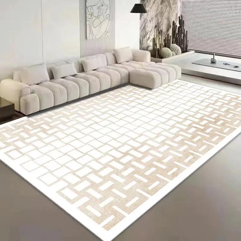 Modern Classic Lattice Carpet Home Decoration Living Room Large Area Bedroom Carpet Non-slip Fluffy Soft Rugs Washroom Floor Mat