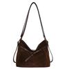 Retro Suede Tote Bag for Women, Fashionable Commuter Shoulder Bag, Large Capacity Multi-Functional Handbag for Fall Winter