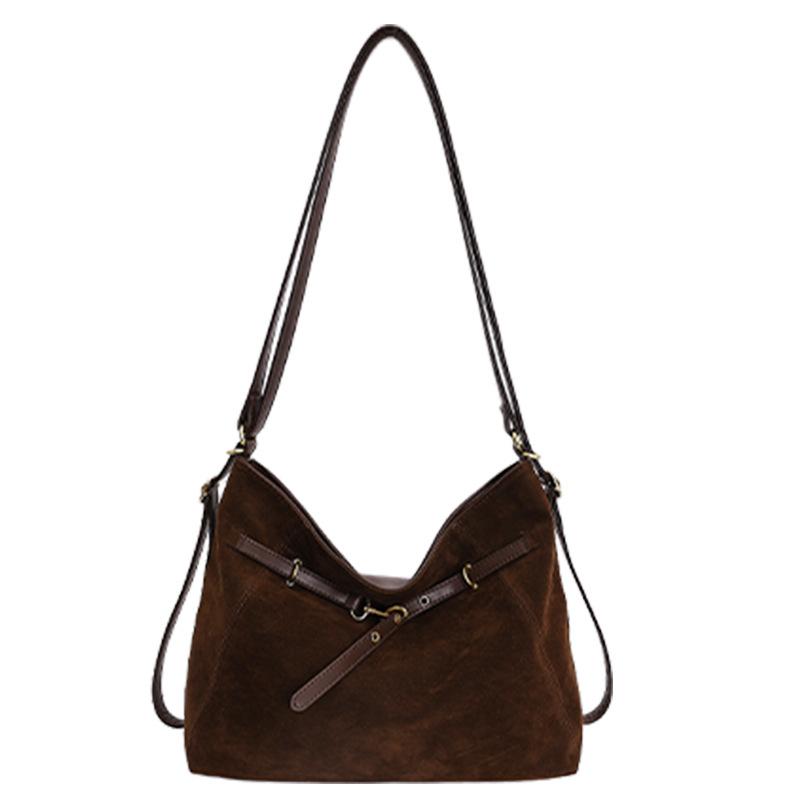 Retro Suede Tote Bag for Women, Fashionable Commuter Shoulder Bag, Large Capacity Multi-Functional Handbag for Fall Winter