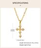 Elegant French Vintage Cross Necklace with Zircon for Women, Gold Plated Baroque Crucifix Thin Link Chain Religious Gift