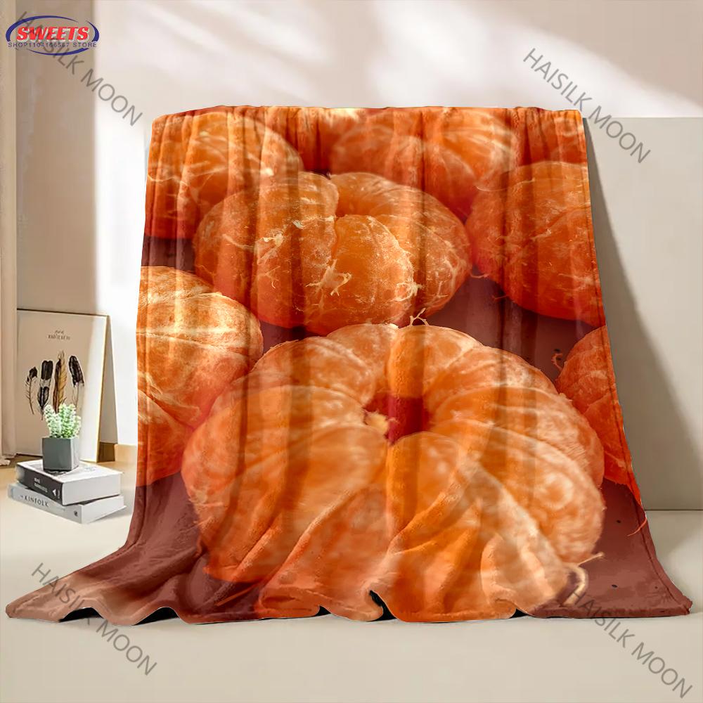 3D Orange Printed Blanket - Ultra Soft & Cozy Gift for Mom and Daughter Present, Warm Lightweight Throw for Bed, Couch & Travel