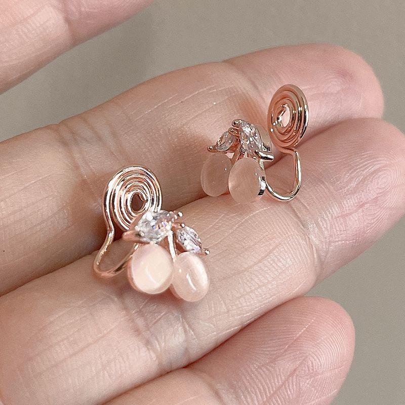 

Girlish Style Pink Gentle Delicate Cherry Mosquito Coil Ear Clip Small Fancy Ear Studs Earrings Jewelry Mosquito coil ear clip a pair