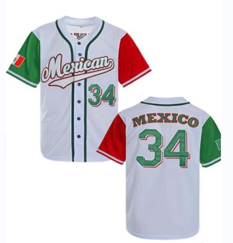 Mexico baseball team element print summer v-neck button-down baseball jersey