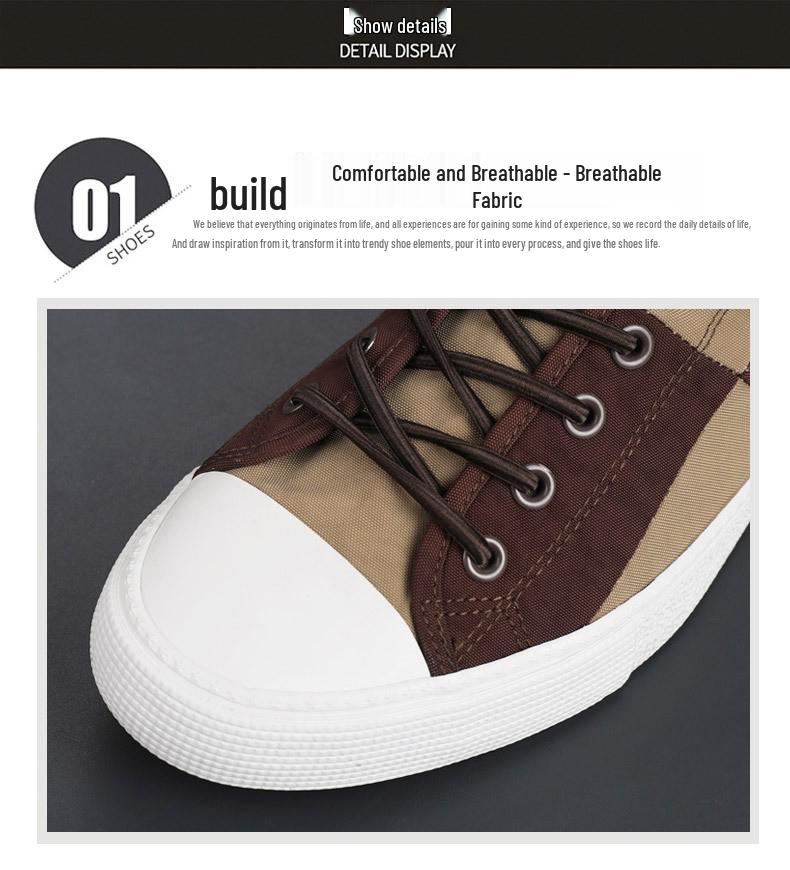 Men's Spring Canvas Shoes: Breathable, Casual, Versatile Low-Top Skate Shoes with Elastic Band.