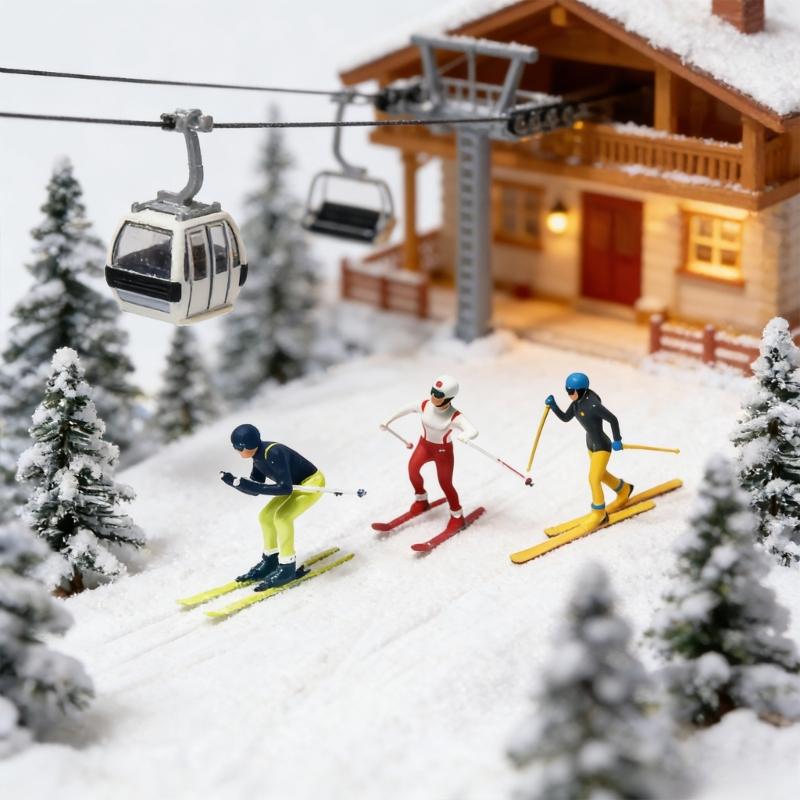 1:64 Scale Hand Painted Figure Miniature People for Dioramas Props,Photography Collector Skiing People Figure Models