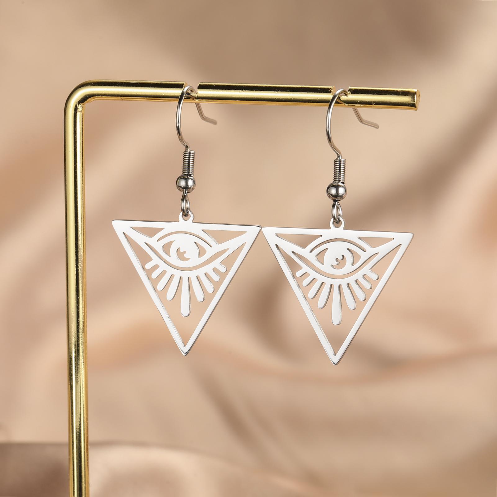

LIKGREAT Gothic Evil Eye Earring Stainless Steel Sun Eyes Drop Hoop Earrings Punk Hiphop Jewelry Amulet Gift for Women