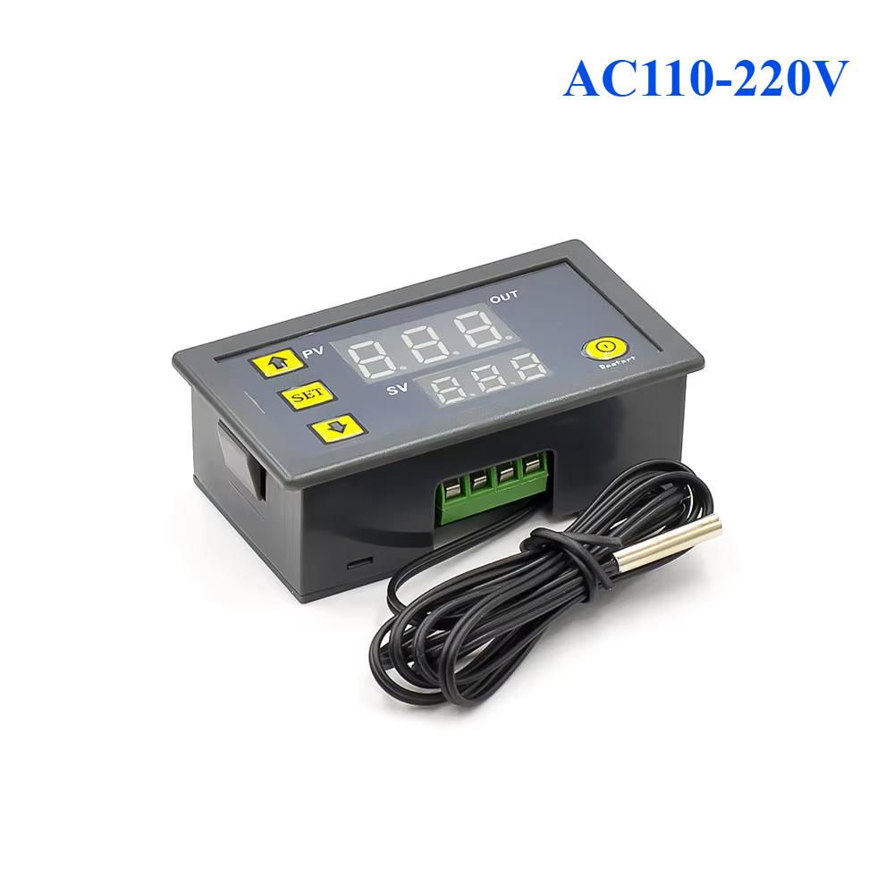 1pc W3230 DC 12V/24V/AC100-220V Digital Temperature Controller LED Display Thermostat With Heating Cooling Switch NTC Sensor