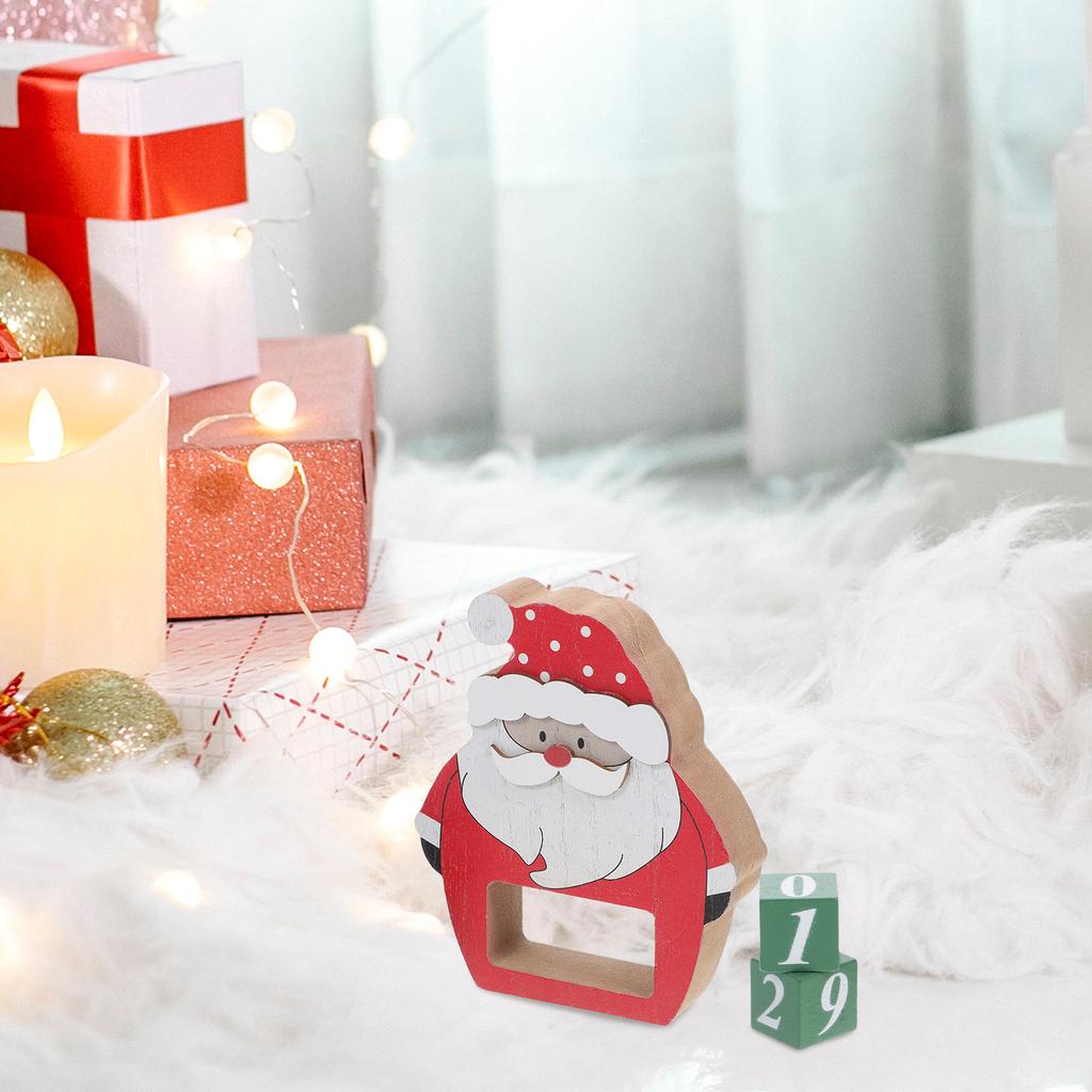 Santa Claus Wooden Countdown Calendar Blocks Holiday Home Office Desk Decor 2025 Festive Tabletop Decoration 3D Design