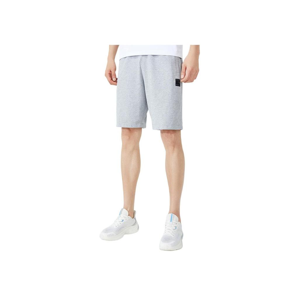 Anta Training Series Solid Color Logo Mid Waist Straight Leg Five Point Shorts Men Shorts Gray 152327318-1